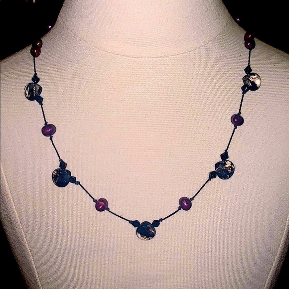 Rutilated Quartz Freshwater Pearl & Silk Necklace - Picture 2 of 7